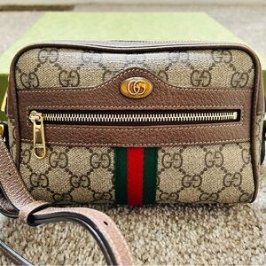 Gucci GG Supreme Monogram Web Mini Ophidia GG Bag Brown
